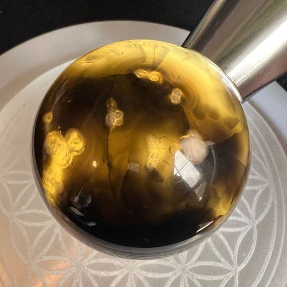 Natural Black Cherry Agate Crystal Sphere - Picture 6 of 15